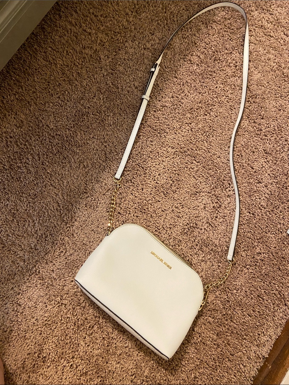 Michael Kors Cream Dome Crossbody with Gold Hardware